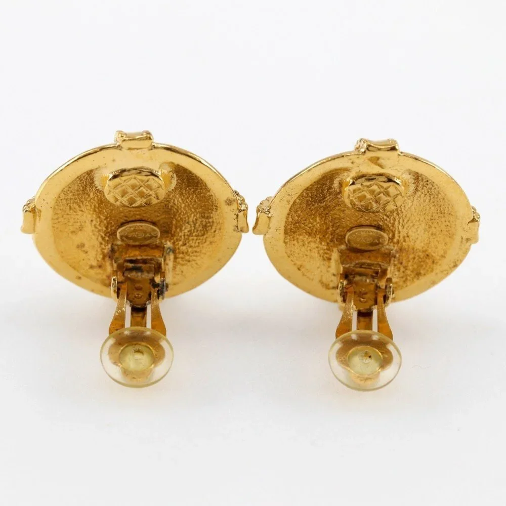 CHANEL Gold Logo Earrings